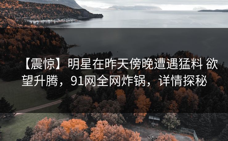 【震惊】明星在昨天傍晚遭遇猛料 欲望升腾，91网全网炸锅，详情探秘