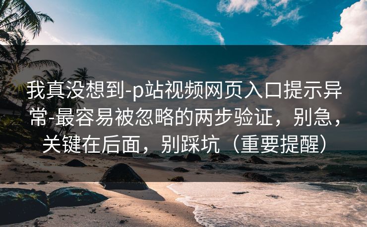 我真没想到-p站视频网页入口提示异常-最容易被忽略的两步验证,别急,关键在后面,别踩坑(重要提醒)