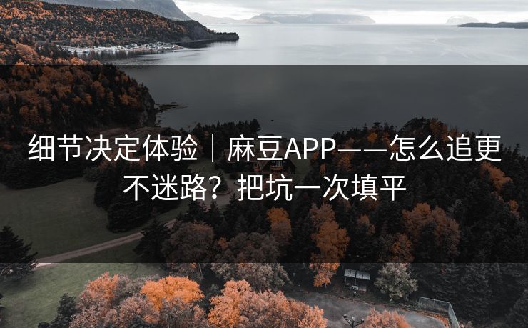 细节决定体验|麻豆APP——怎么追更不迷路?把坑一次填平